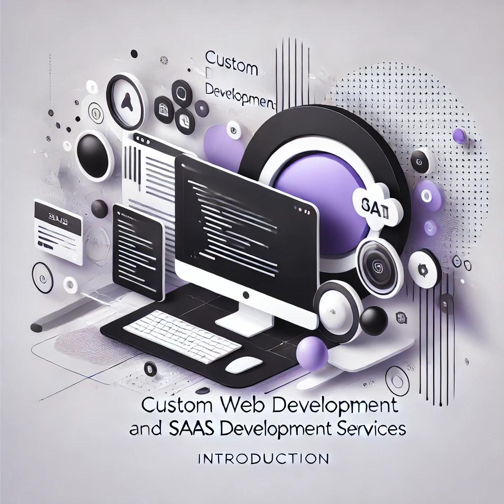 Dulaney Web Services custom web development and SaaS abstract design in black, purple, grey, and white.